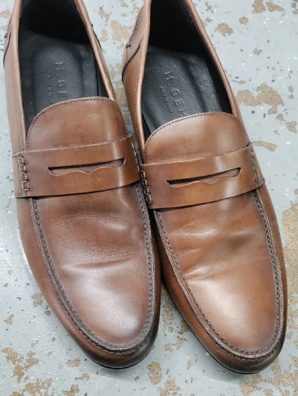 M. Gemi Brown Leather Penny Loafers